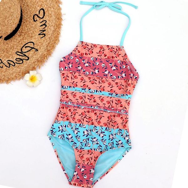 

print girl swimwear kids one piece swimsuit teenage bathing suit halter children monokini beachwear one-piece suits