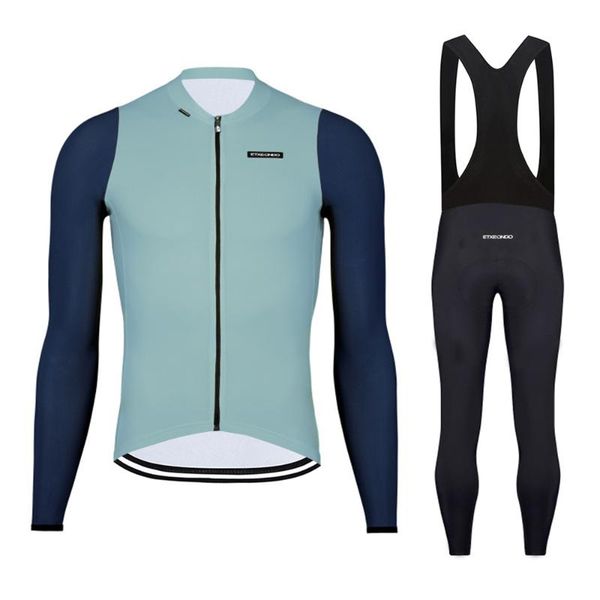

racing sets etxeondo men's spring cycling jersey shirts long sleeve pants quick dry downhill mtb bike clothing wear, Black;blue