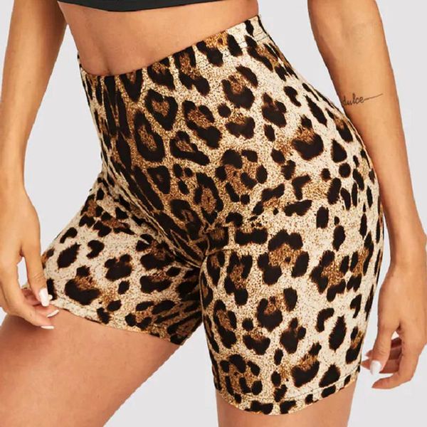 

women's shorts high waist ladies leopard casual cycling fitness quick drying fashion outdoor, White;black