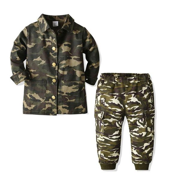 

clothing sets boys clothes toddler baby kid camouflag printed shirt + pants outfits set roupa infantil 2021, White
