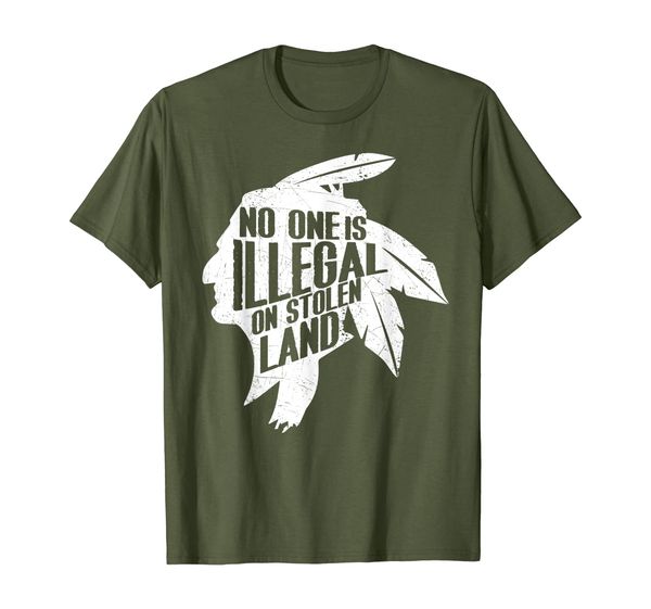 

no one is illegal on stolen land indigenous immigrant shirt, White;black