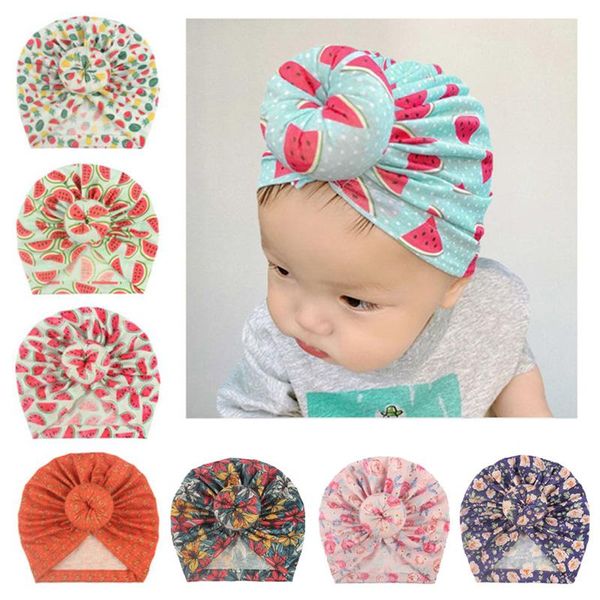 

hair accessories donut baby beanie turban hat cap cotton fruit print floral toddler bonnet girl infant 1pc, Slivery;white