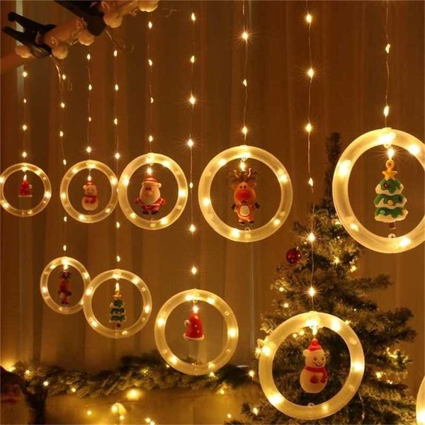 LED Christmas Fairy String Luzes USB Controle Remoto Festoon Garland Curtain Ano Férias Casa Casa Ao Ar Livre Decoração 211104