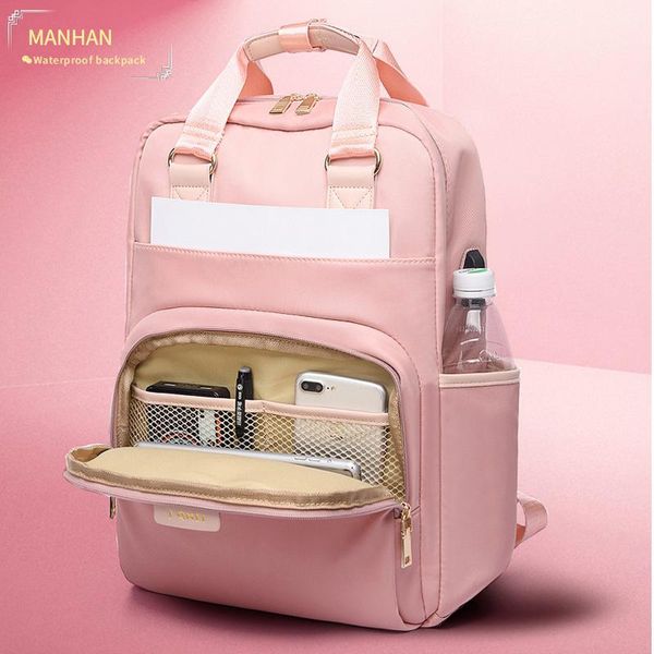 

women & men waterproof backpack usb charging function fashion oxford cloth fabric 13 15 inch lapbag travel