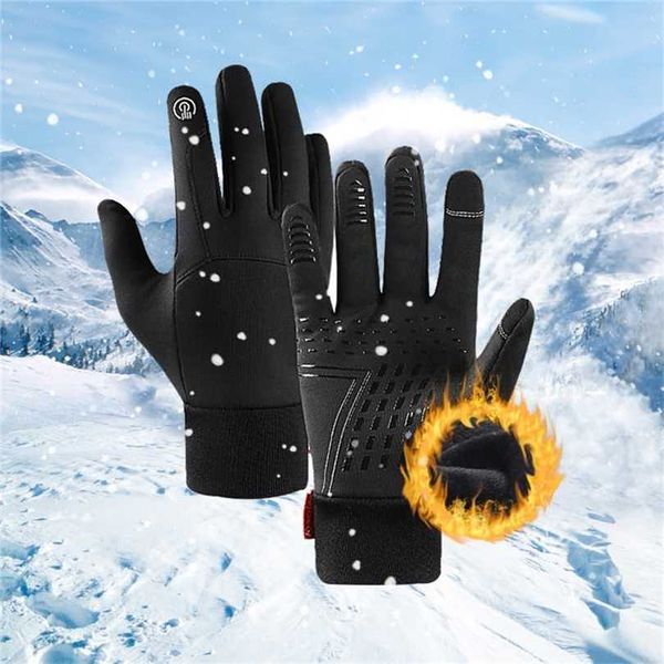 

winter gloves for men touch screen waterproof warm outdoor no-slip windproof cycling full finger male 211124, Blue;gray