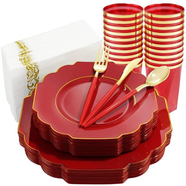 

disposable dinnerware 60pcs red phnom penh tableware plastic plate cup napkin birthday party decoration children wedding