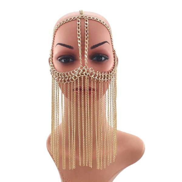 

party masks fashion tassel head chain long aluminum face mask chains bar headwear