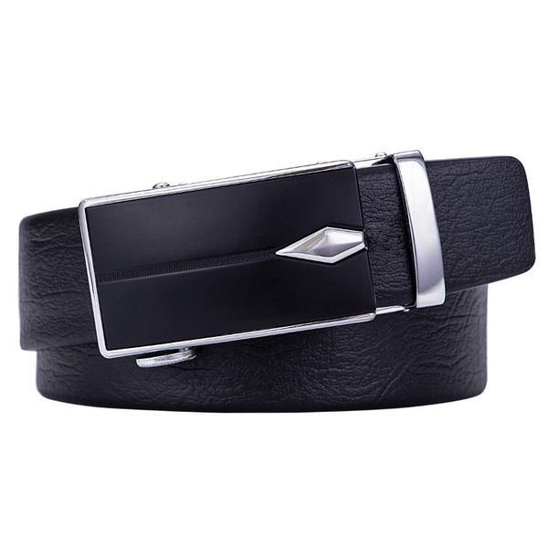 

hi-tie fashion men's belt quality black leather belts waistband strap cow automatic male business trouser ya-0011, Black;brown