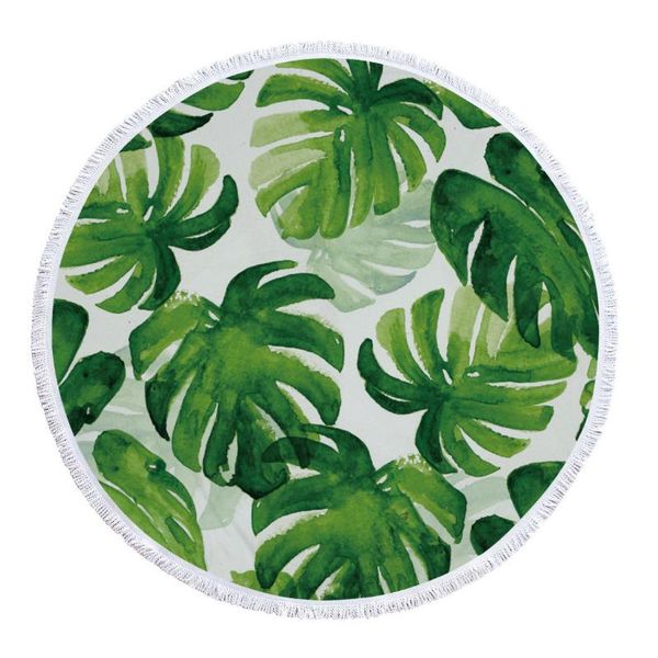 

towel tropical plant leaves microfiber round beach bath towels tassel yoga mat blanket picnic print summer women swimming