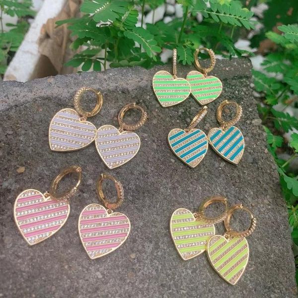 

hoop & huggie 5 pairs, dainty gold color earrings for women zircon of heart star shape 2021 brincos female fashion jewelry, Golden;silver