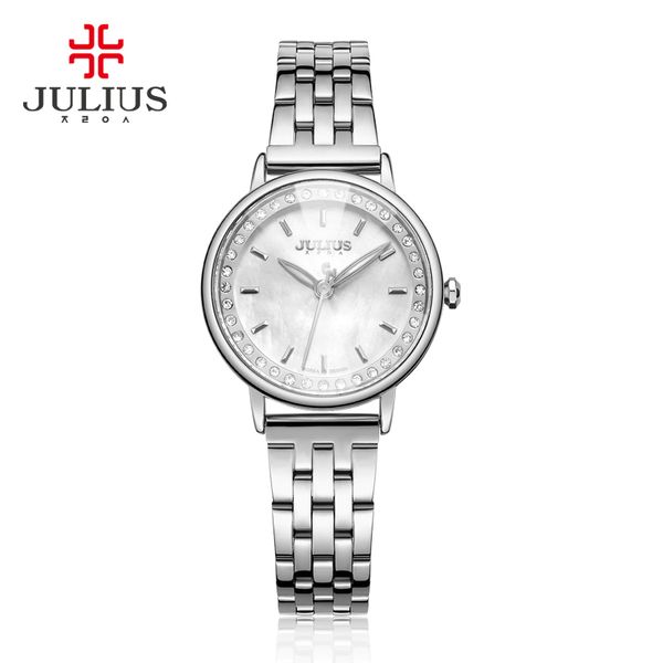 

2024NWE Julius Brand 2020 New Spring Quartz Watch Women Fashion Casual Clock Shell Dial Whatch Waterproof 30M Steel Montre Femme JA-959, Khaki