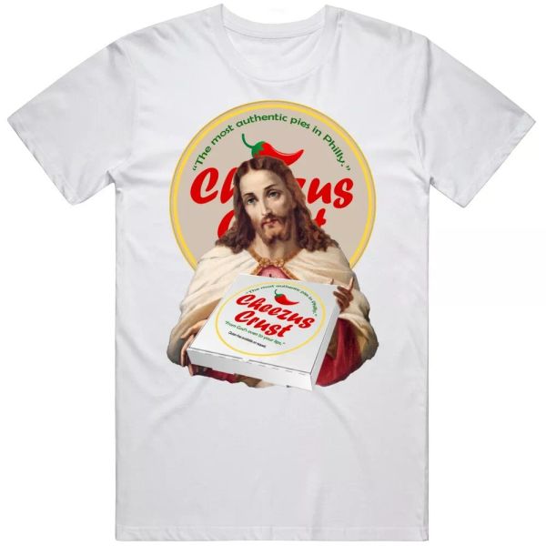 

cheezus crust pizza philly funny parody restaurant t shirt, White;black