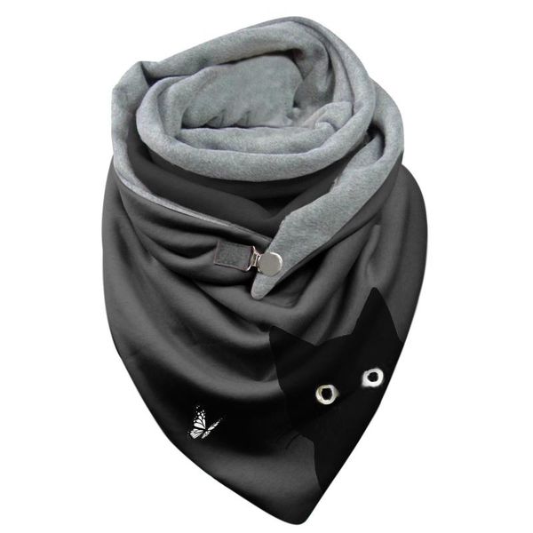 

scarves women printing scarf shawls female fashion multi-purpose plyester shawl exquisite cat printed warm for womens, Blue;gray