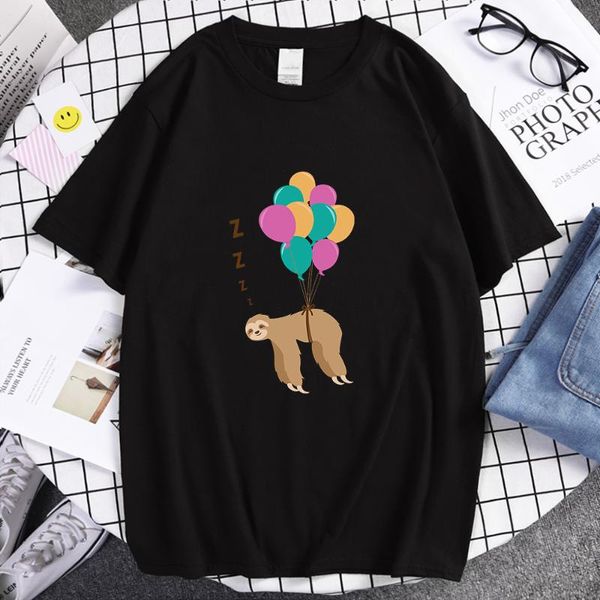 

men's t-shirts sleeping koala with balloons printing women's t shirts retro o-neck tshirt creative slim clothes street summer fema, White;black