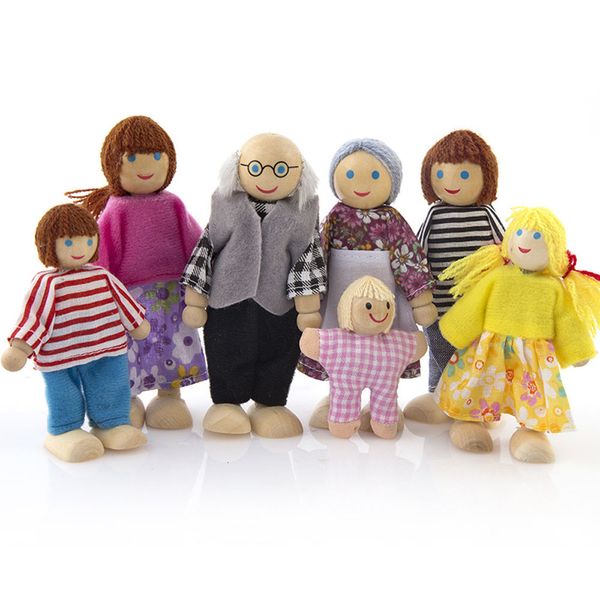 

family person figures miniature set 7pcs wooden furniture dolls house doll toys pretend play dollhouse for kids child play #u
