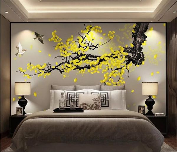 

wallpapers customize any size 3d wallpaper ginkgo hand-painted mural bedroom tv sofa background home decoration waterproof papel de parede