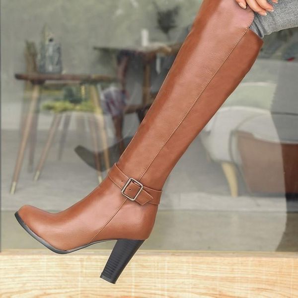 

boots 2021 korean version cotton children's spring and autumn winter middle high heels thick british style, Black