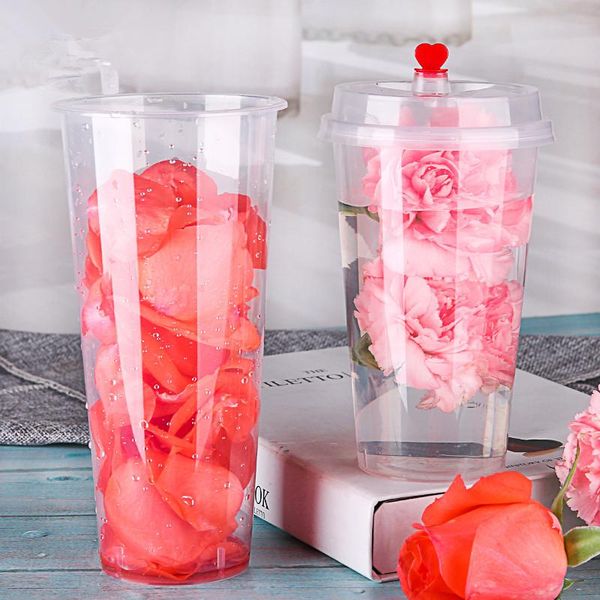 

disposable cups & straws 50pcs thick transparent tea cup party birthday favor beverage juice cold drink takeaway packaging with lid
