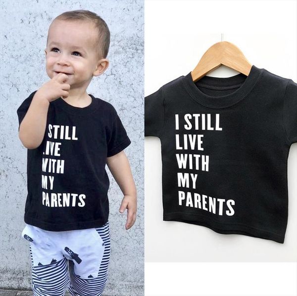 

i still live with my parents funny kids baby t shirt for toddler tired dad mom slogan tees kidsbaby, Blue