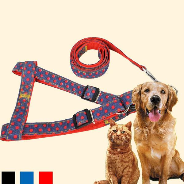 

dog collars & leashes cute reflective puppy collar chest strap with traction rope chain nylon night out for leather pet supplies