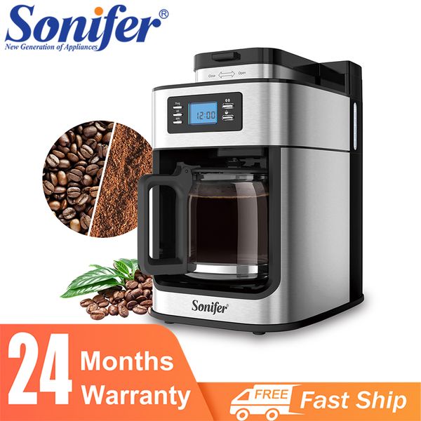 

2 in1 drip coffee machine apply to ground&ampbeans home appliances dripping coffee maker with digital display&ampkeep warm sonifer