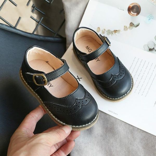 

grils leather shoes casual girls autumn winter kids pu show white children' black pink size 21-30 flats flat, Black;grey