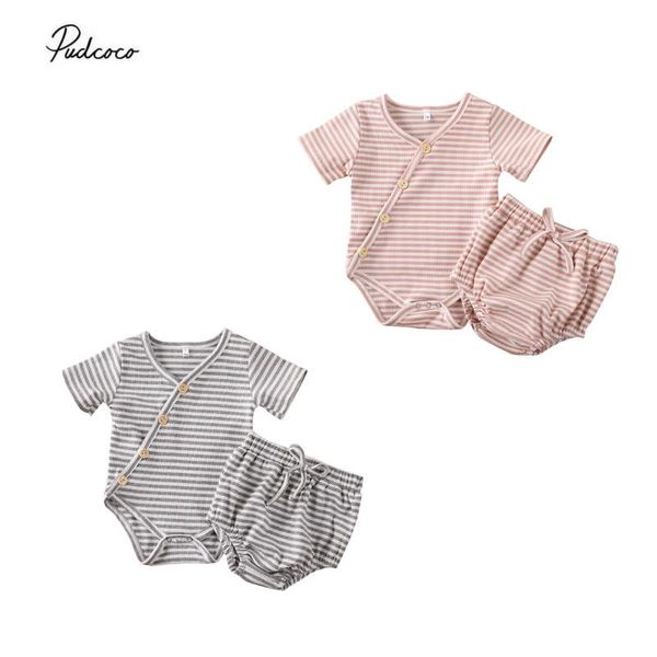 

clothing sets citgeesummer born baby boy girl outfits clothes set striped ribbed romper shorts pants sunsuit casual, White