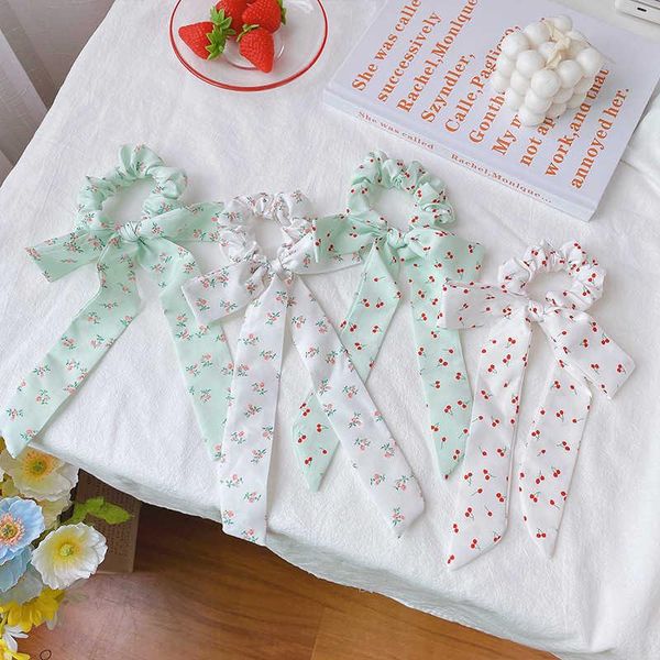 

hair accessories summer fruit girl series silk scarf hairband net red 2021 large intestine bow headdress, Slivery;white