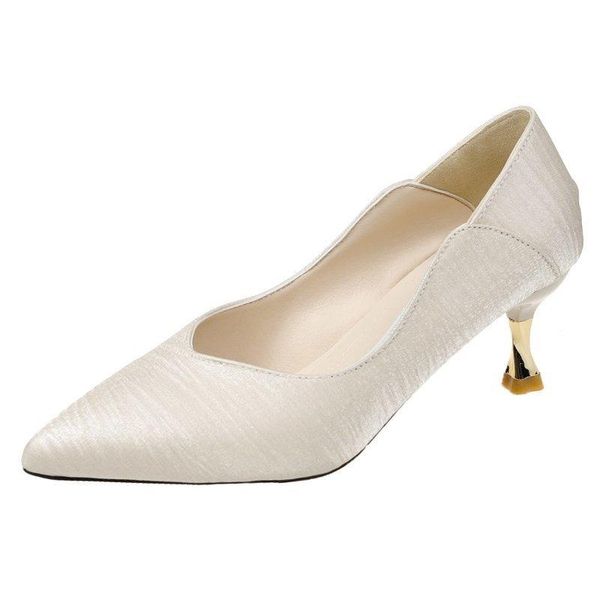 

pointed toe pumps women office&career ladies shoes leather thin heel large size silver black dress