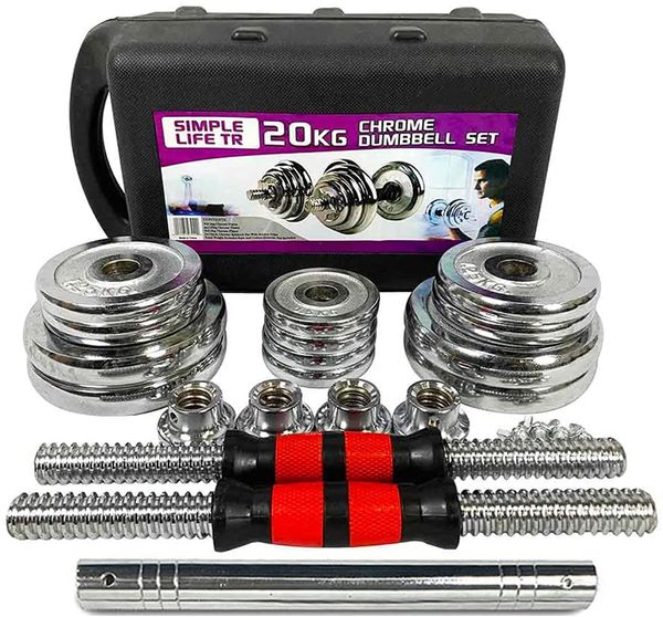 

adjustable dumbbell set home gym cast iron barbell sets with carry box 20kg office bedroom workout dumbbells for men and women(the logistics