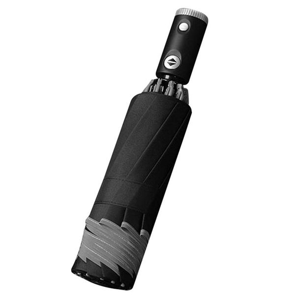 

umbrellas automatic three-fold travel windproof umbrella for home outing 10-rib edging reflective led business