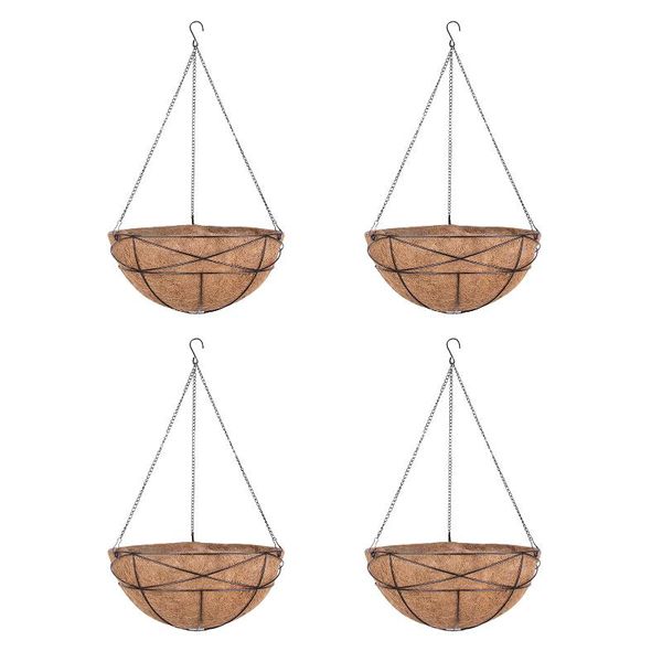 Outros suprimentos de jardim 4pack pátio com liner de coco flower vintage casa decoração de metal pendurado plantador cesta balcão quintal cobertor interior