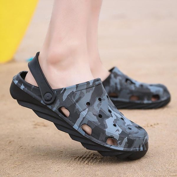 

sandals men non-slip summer flip flops outdoor beach slippers casual shoes men's water, Black