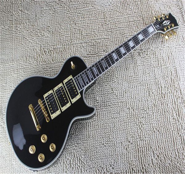 2022 Qualidade superior Custom Beleza Preta Signatura Especial Guitarra Elétrica Três Hardware dourado em estoque