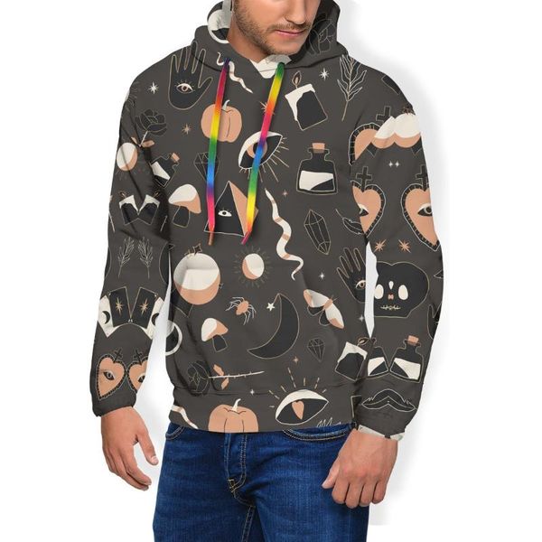 

men's hoodies & sweatshirts halloween spooky grave witch hoodie weird funny polyester winter long outdoor nice pullover xxxl mens, Black