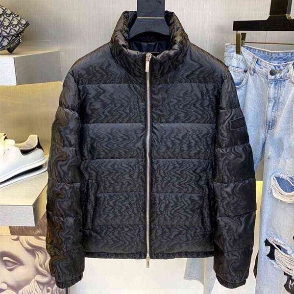

men's jacket winter coat cotton windbreaker duck down letter printing thick warm parka puffer jackets casual fashion, Black