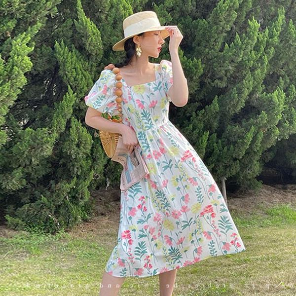 

maternity dresses 2021 summer pregnant women big yards dress fashion florwers printing square collar sweet pregnancy floral, White
