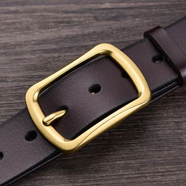 

belts 3.8cm men's casual retro cow leather waistband belt pin buckle for men 110-125cm, Black;brown