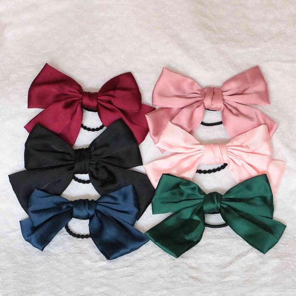 

6pcs/lot korean big bows knot headband elastic bands women girls rope headwear hair accessories, Pink