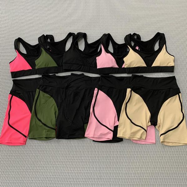 

quick-drying yoga set women sports bra high waist hip tight leggings stitching fitness gym 2 pcs outfit