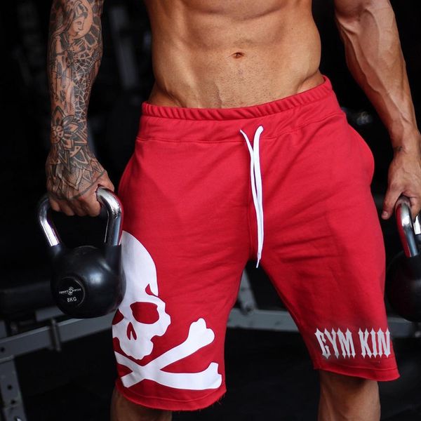 

Men's Shorts Summer Mens Skull Printed Cotton Man Gyms Fitness Knee Length Sweatpants Male Jogger Workout Brand Short Pants 5W1Q, White;black