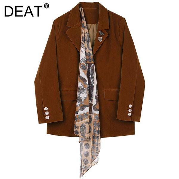 

women's suits & blazers [deat] 2021 autumn fashion tide coat loose fit long sleeve turn-down collar single-breasted temperament blazer, White;black