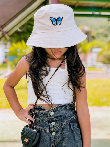 

man woman butterfly bucket hat candy cotton fisherman folded spring summer panama cool fashion cycling hunting, Blue;gray