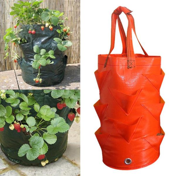 

planters & pots strawberry planting growing bag 3 gallons multi-mouth container bags grow planter root bonsai plant pot garden supplies