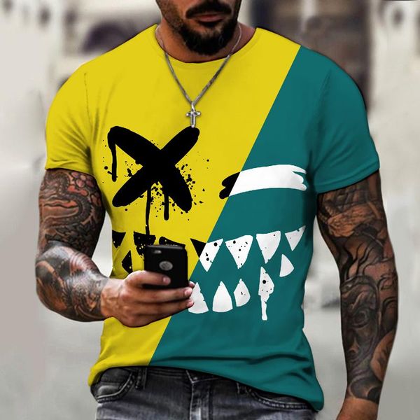 

men's t-shirts -selling 3d two-color t-shirt summer fashion daily casual short-sleeved high street o-neck streetwear, White;black