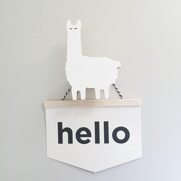 

decorative objects & figurines canvas hello banner nordic style wall door hanging baby children's room nursery decorations art inspirat