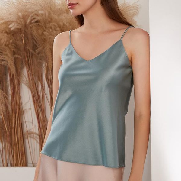 

women's tanks & camis summer tank pure mulberry silk solid color smooth camisole, White