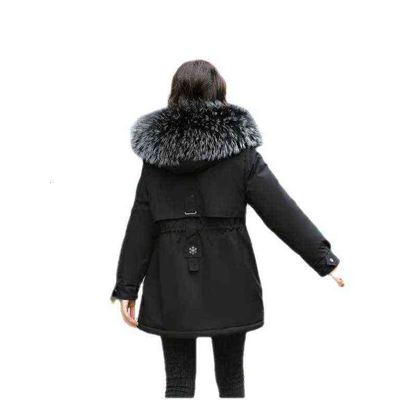 

2021 autumn and winter down cotton padded clothes women's middle long korean loose et, Black