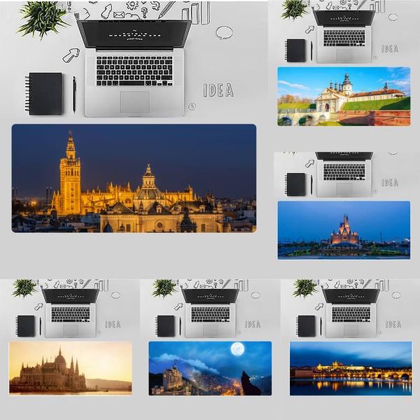 

mouse pads & wrist rests diy castle beautiful lapcomputer mousepad desk table game office work gamer large pad mats non-slip cushion