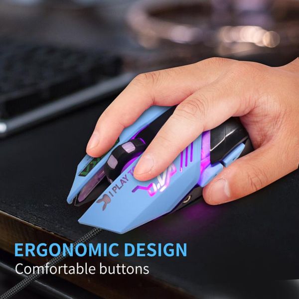 

wired gaming mouse 6 buttons 2400dpi adjustable ergonomic mice breathing light mute optical computer for pc laptop